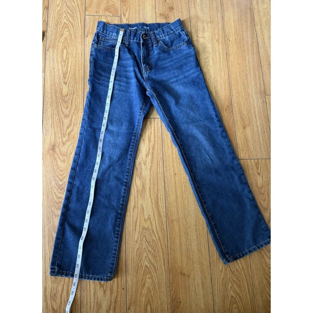 Lot of 2 Old Navy Boys Size 12 Straight Jeans BuiltInTough Adjustable Waist Blue